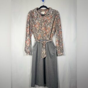 Vintage Hal Hardin Gray Dress with Leaf Print Top